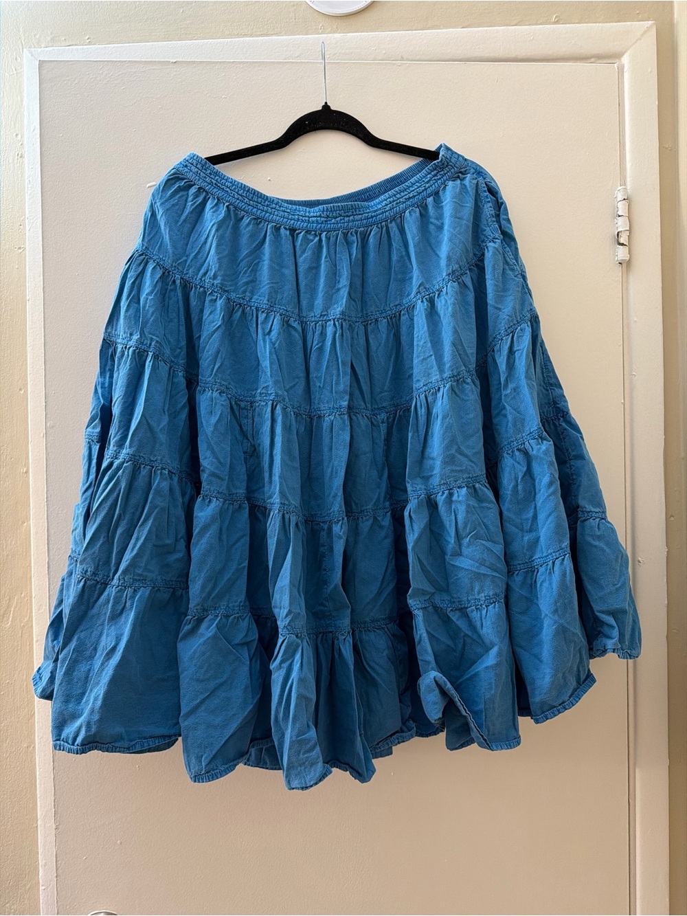 Free People Sky Blue Tiered Cotton Skirt